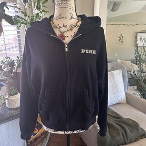 PINK Black Zip-Up Hoodie with “86”Logo